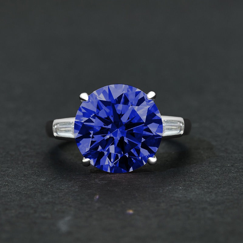 OliyaDesign 6-Carat Round 12Mm 5A High-Carbon Diamond Ring