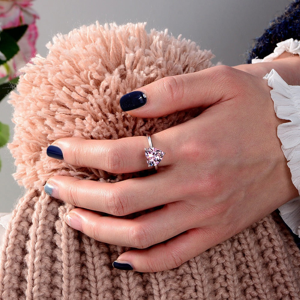 OliyaDesign Large Heart-Shaped 10*10 Imitation Diamond Ring