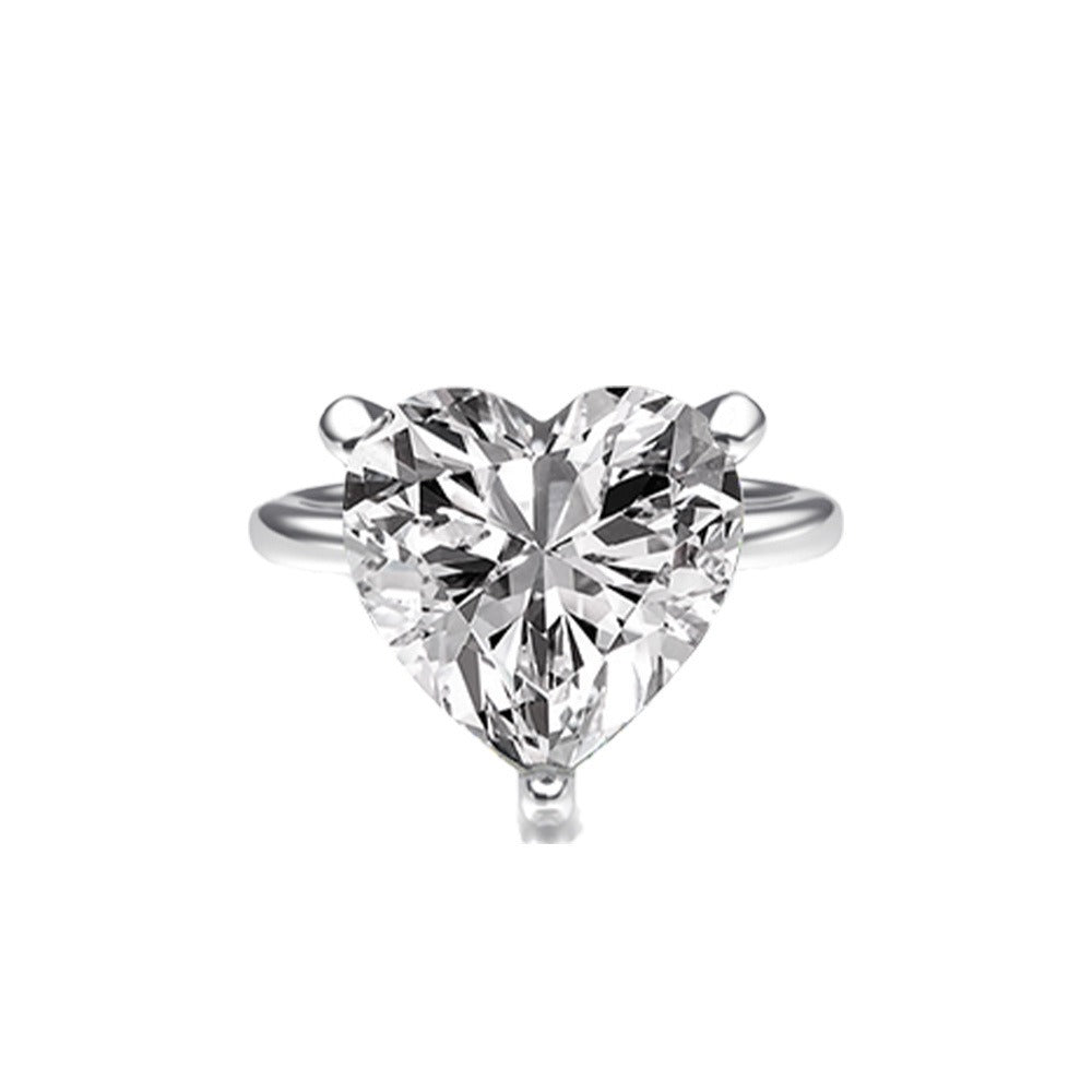 OliyaDesign Large Heart-Shaped 10*10 Imitation Diamond Ring