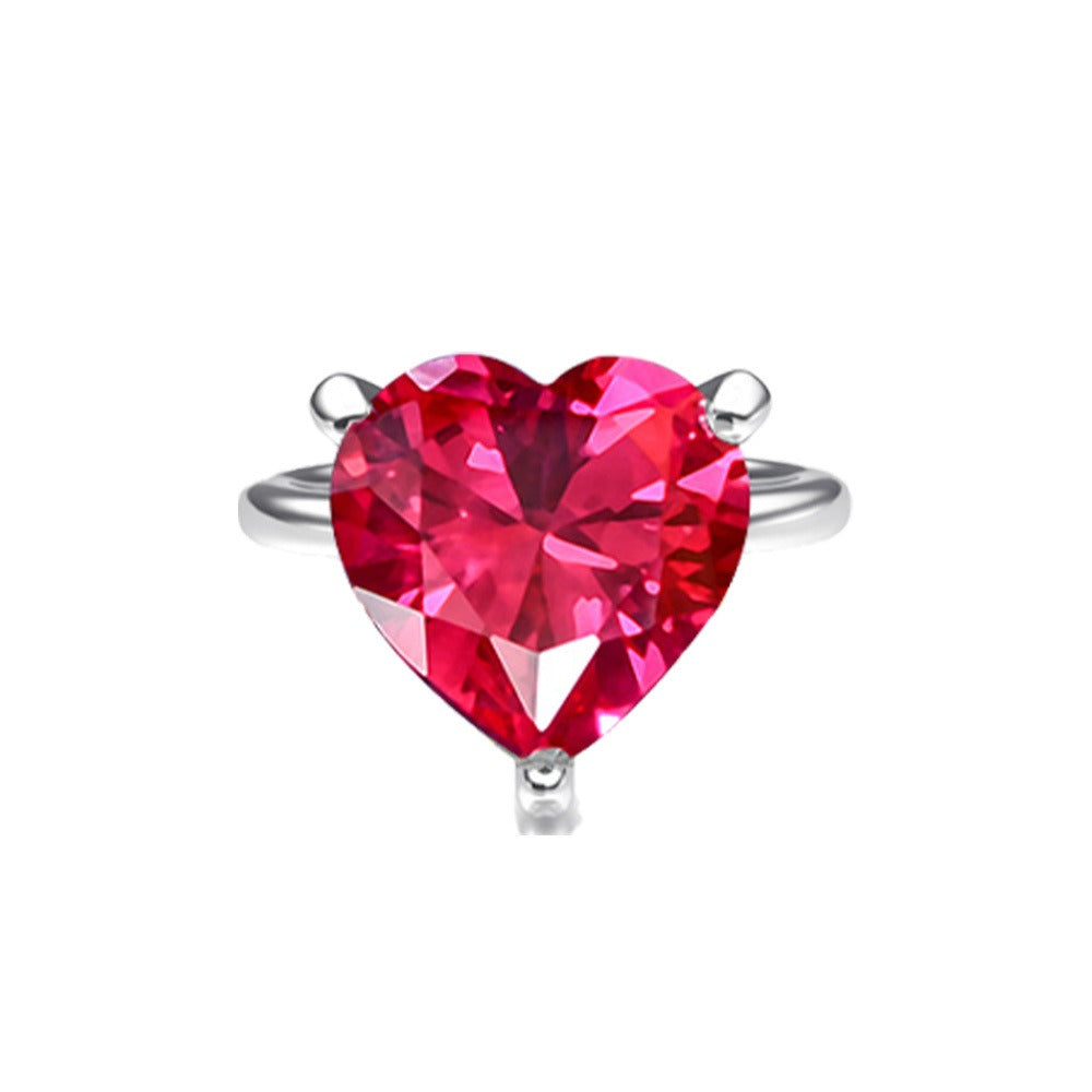 OliyaDesign Large Heart-Shaped 10*10 Imitation Diamond Ring