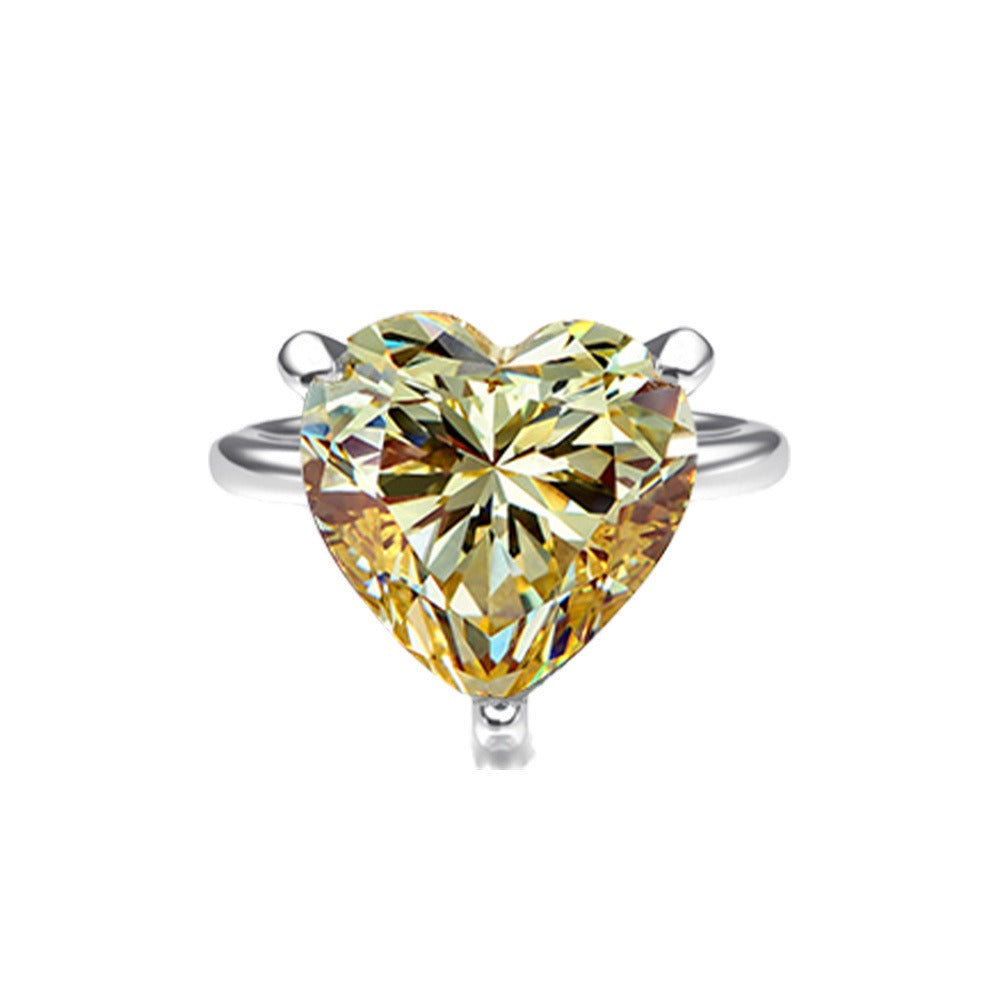 OliyaDesign Large Heart-Shaped 10*10 Imitation Diamond Ring