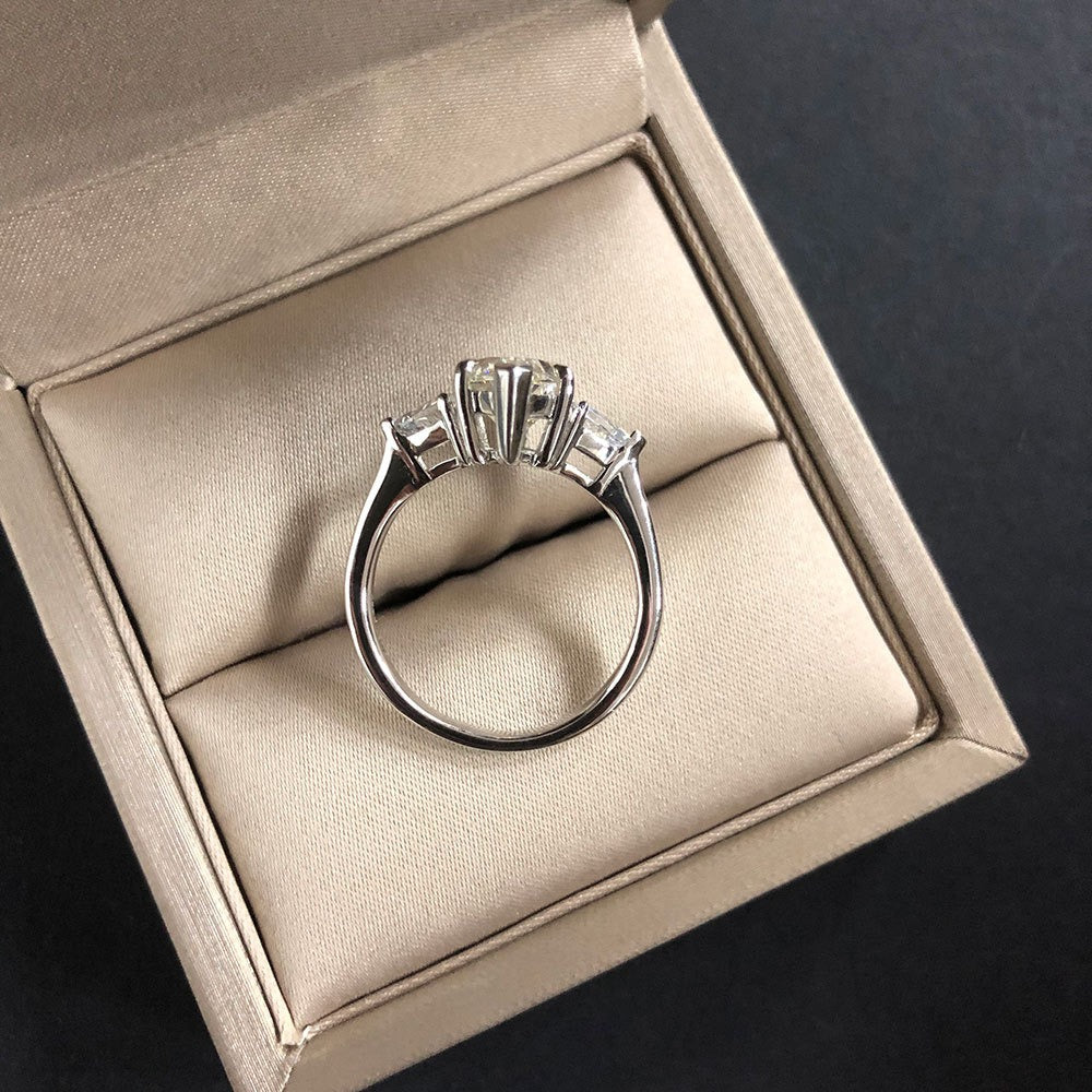 OliyaDesign 8*14mm Marquise Cut 3-Carat S925 Sterling Silver High-Carbon Diamond Ring