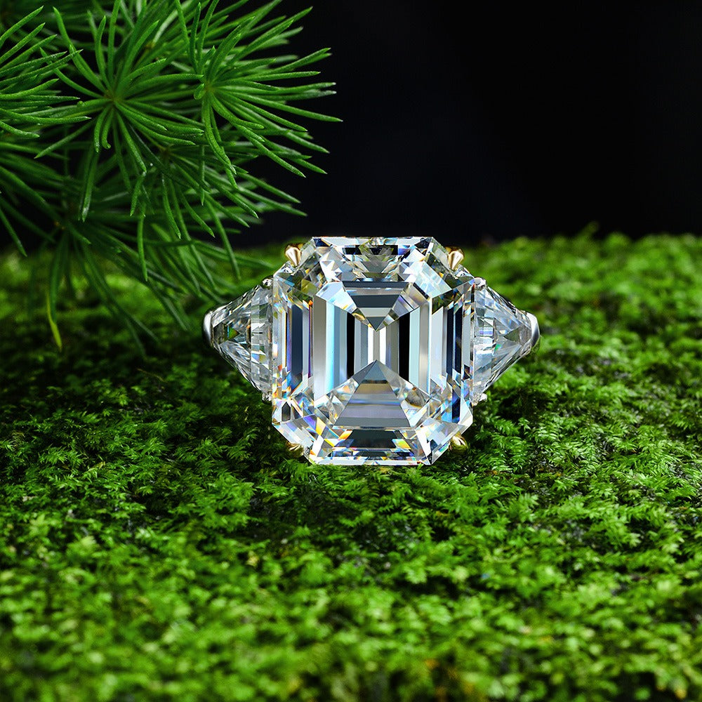 OliyaDesign 12-Carat Pagoda-Cut 14*16 High-Carbon Diamond Ring