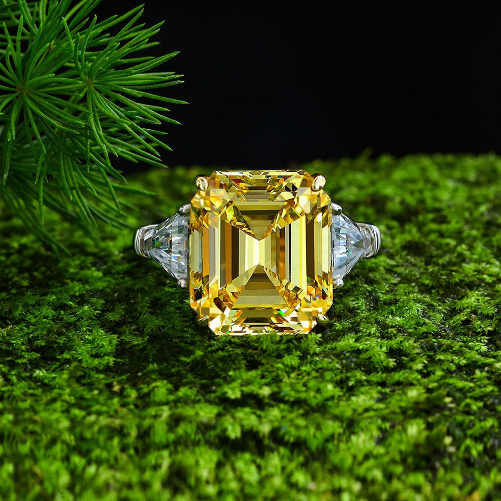 OliyaDesign 12-Carat Pagoda-Cut 14*16 High-Carbon Diamond Ring