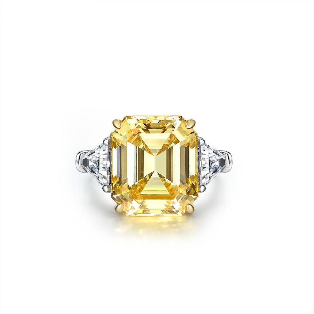 OliyaDesign 12-Carat Pagoda-Cut 14*16 High-Carbon Diamond Ring
