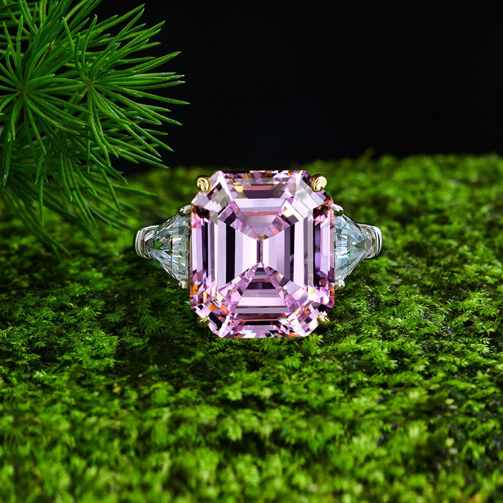 OliyaDesign 12-Carat Pagoda-Cut 14*16 High-Carbon Diamond Ring