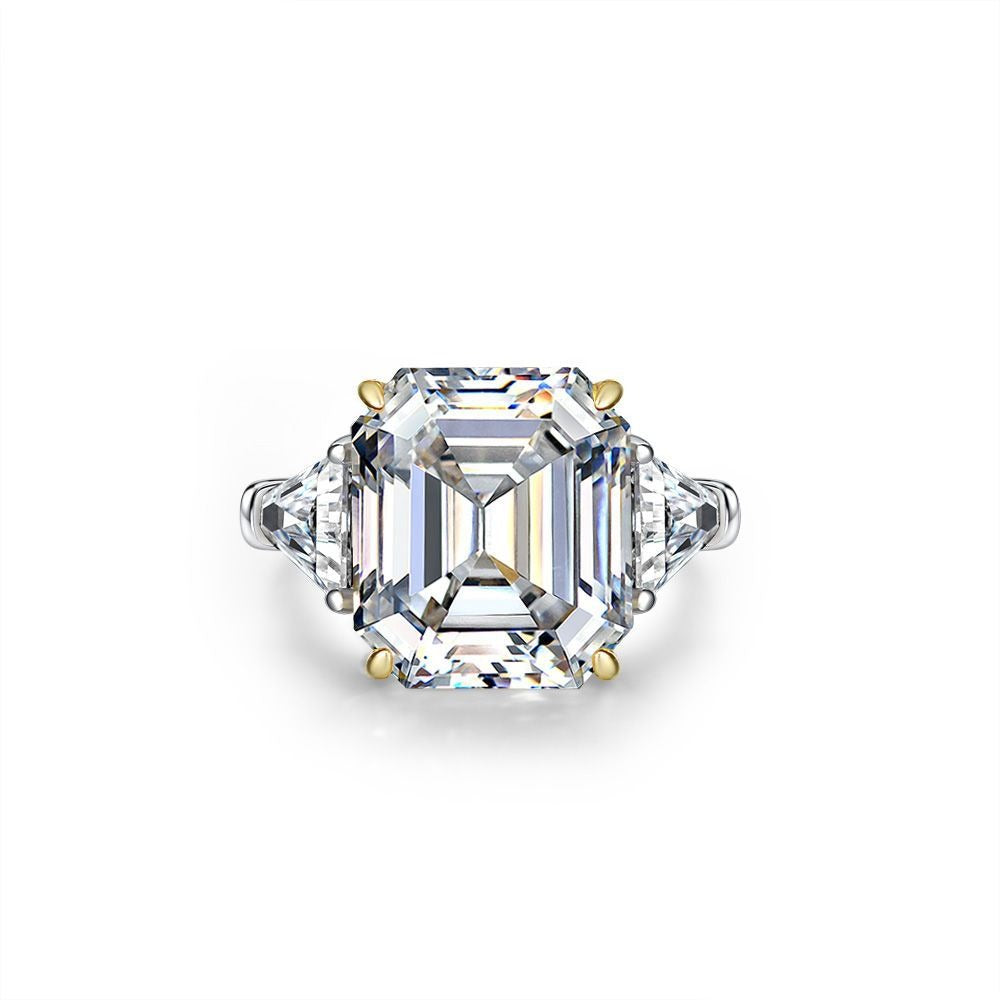 OliyaDesign 12-Carat Pagoda-Cut 14*16 High-Carbon Diamond Ring