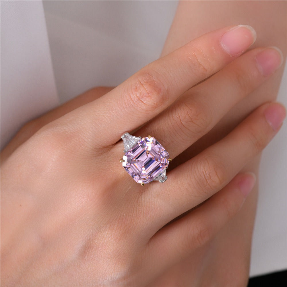 OliyaDesign 12-Carat Pagoda-Cut 14*16 High-Carbon Diamond Ring