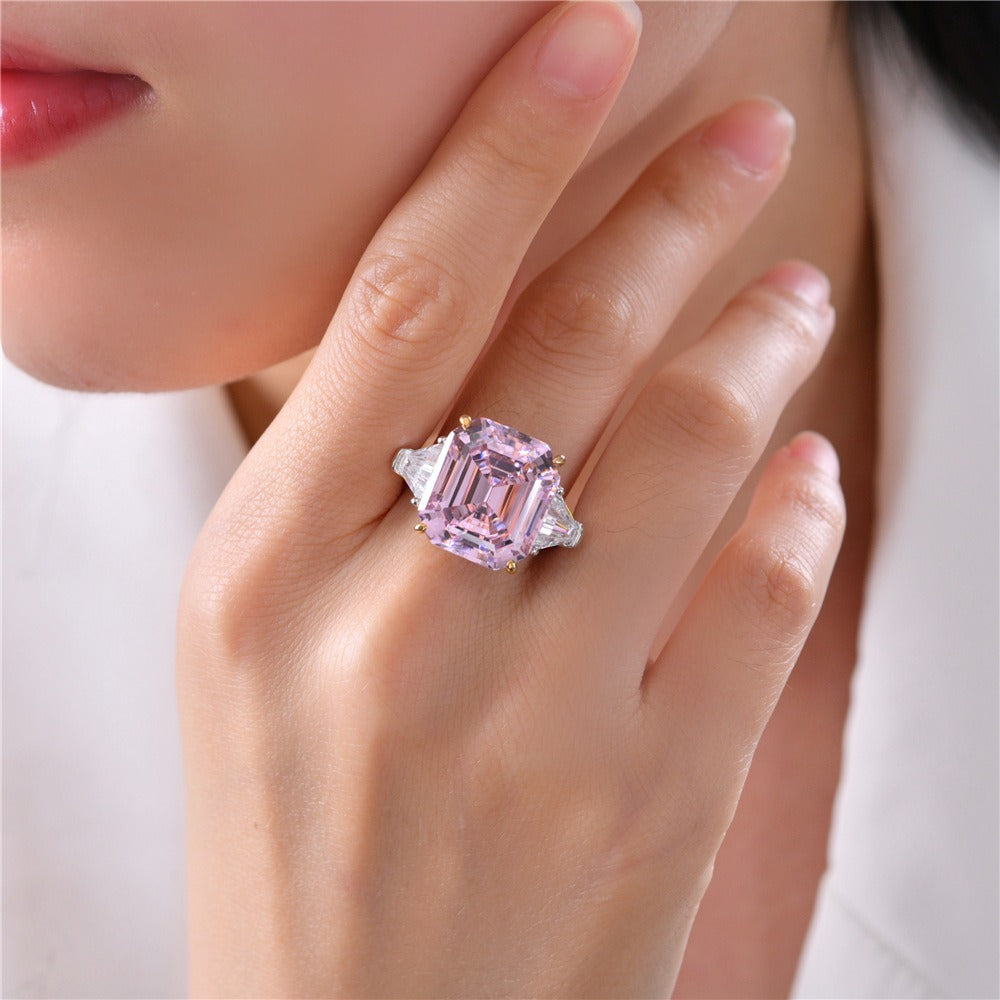 OliyaDesign 12-Carat Pagoda-Cut 14*16 High-Carbon Diamond Ring