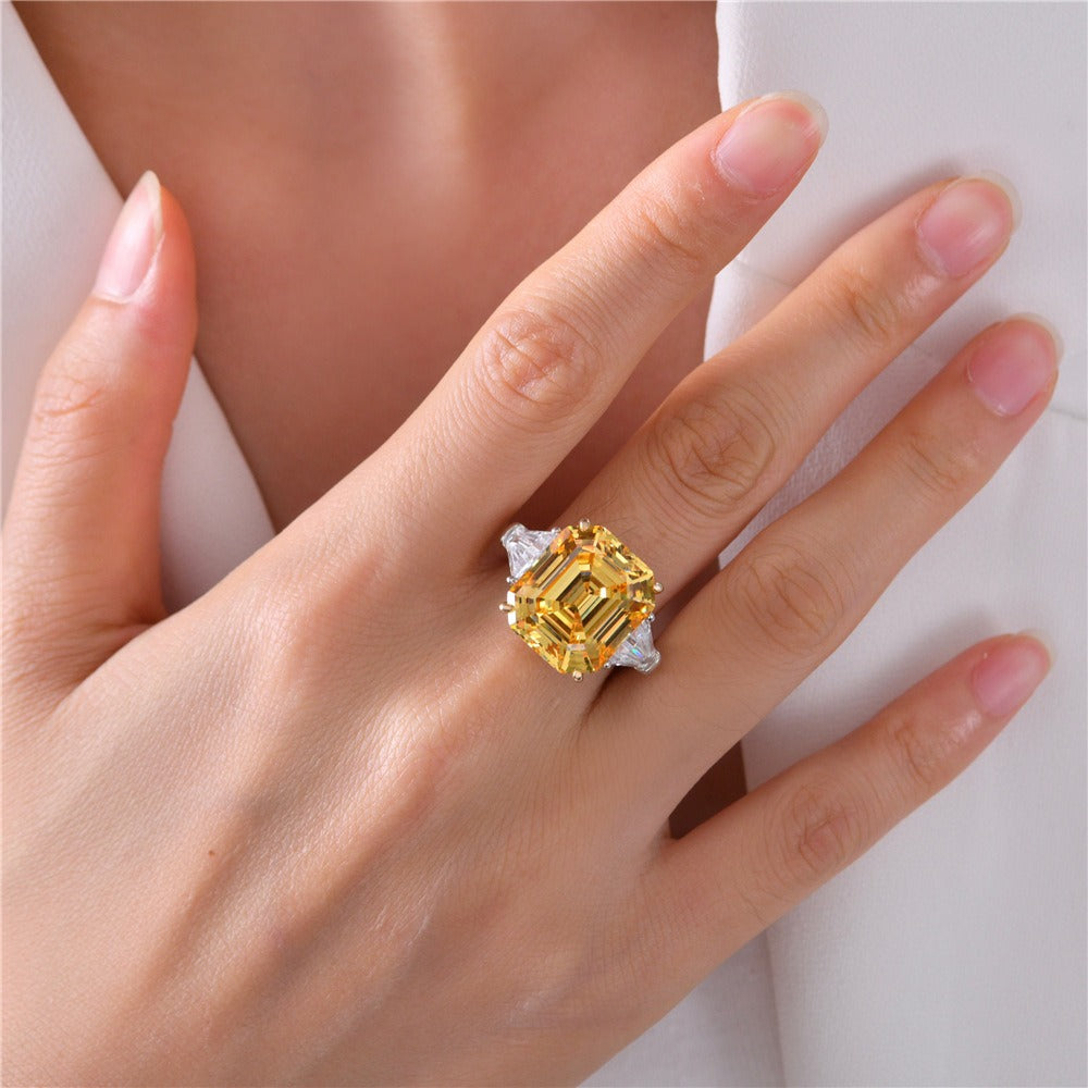OliyaDesign 12-Carat Pagoda-Cut 14*16 High-Carbon Diamond Ring
