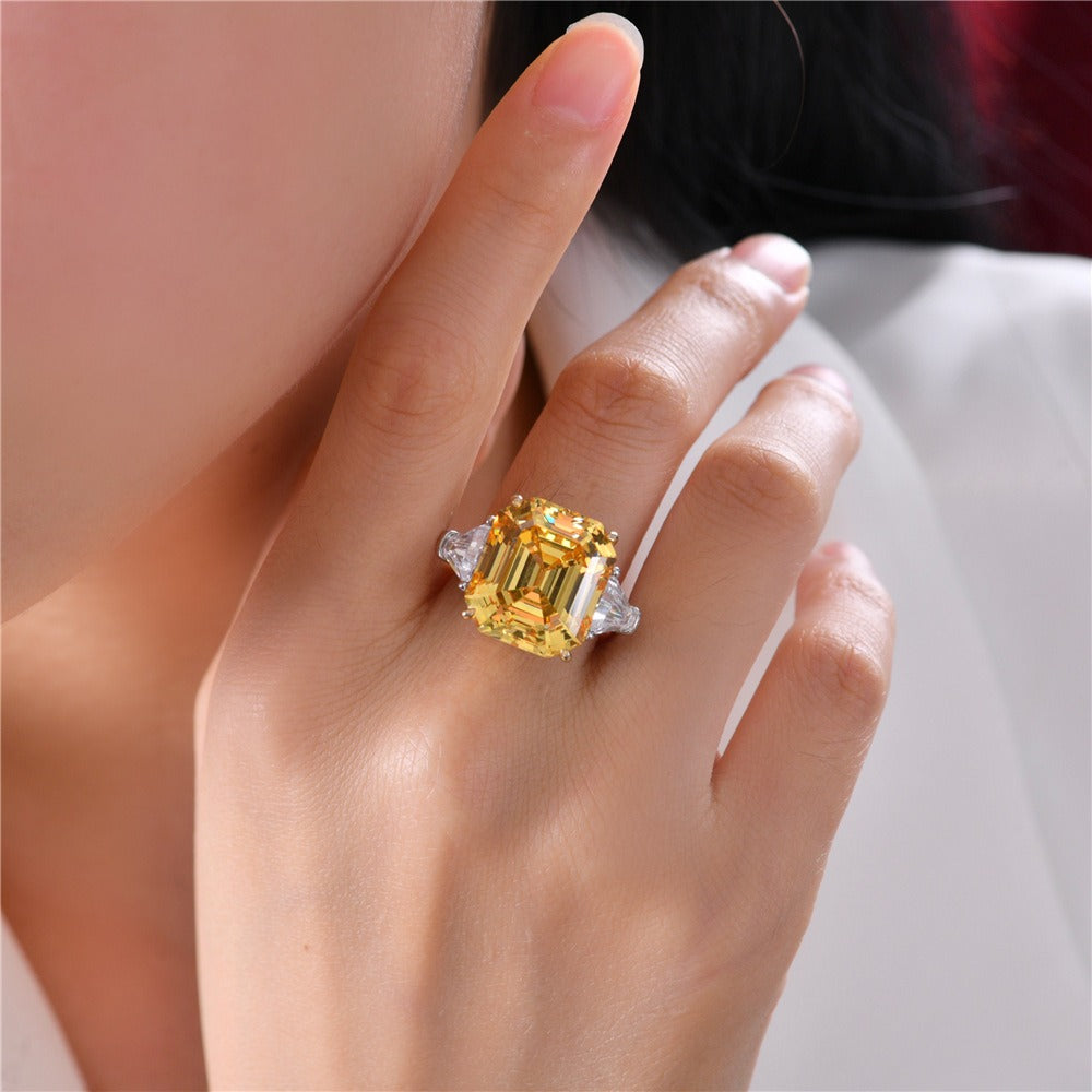 OliyaDesign 12-Carat Pagoda-Cut 14*16 High-Carbon Diamond Ring
