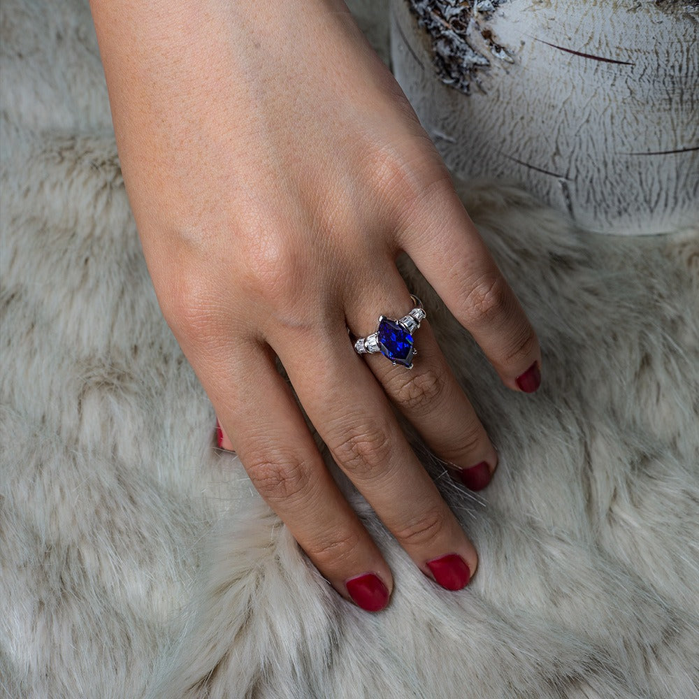 OliyaDesign S925 Sterling Silver, High-Carbon, Minimalist 3-Carat Marquise-Cut 8*14 Diamond Ring