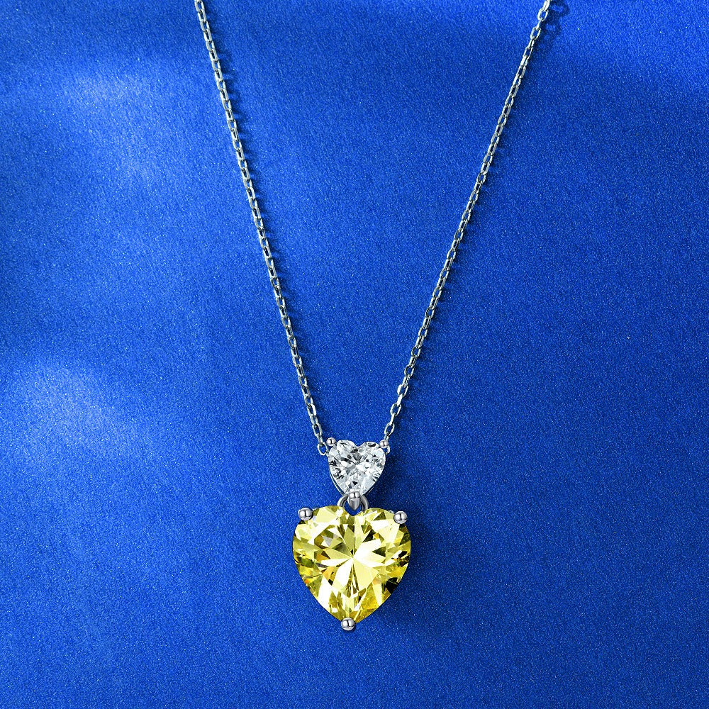 OliyaDesign 6.5ct Heart-shaped 10*10 Peach Heart Pendant Necklace for Women