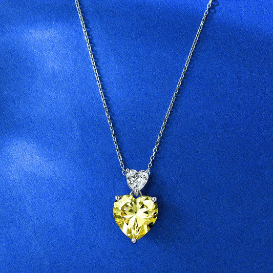 OliyaDesign 6.5ct Heart-shaped 10*10 Peach Heart Pendant Necklace for Women