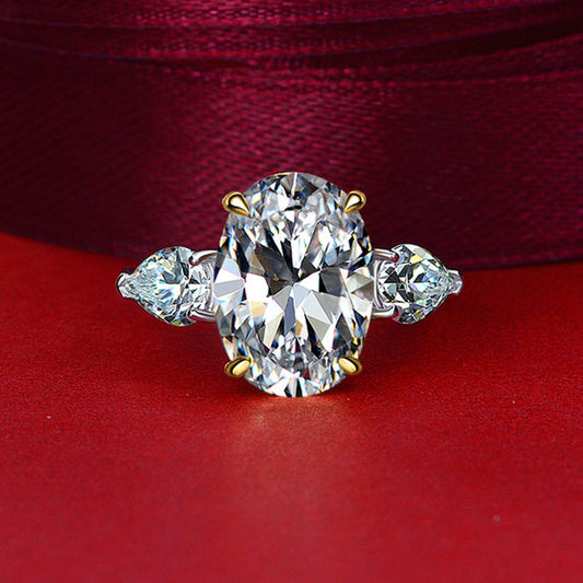 OliyaDesign Oval 10*14 High-Carbon Four-Prong 5-Carat Ring