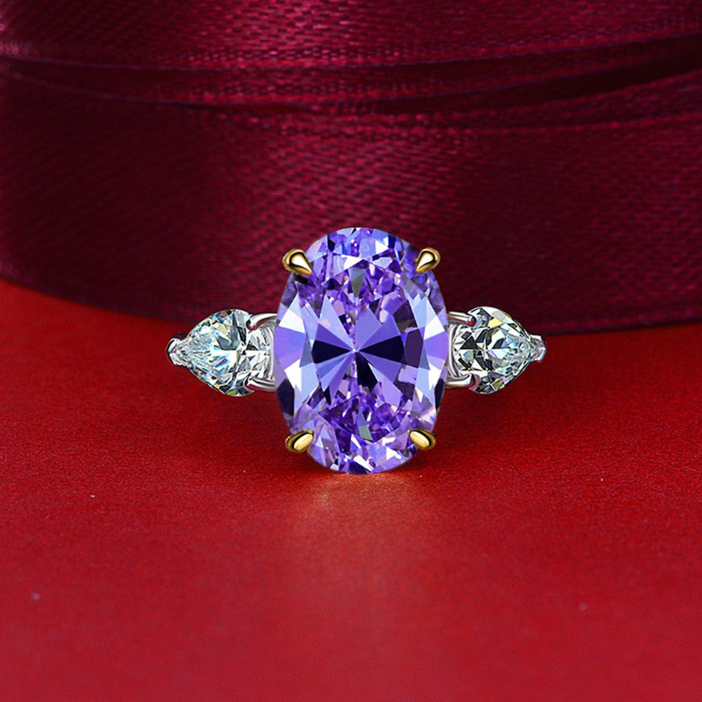 OliyaDesign Oval 10*14 High-Carbon Four-Prong 5-Carat Ring