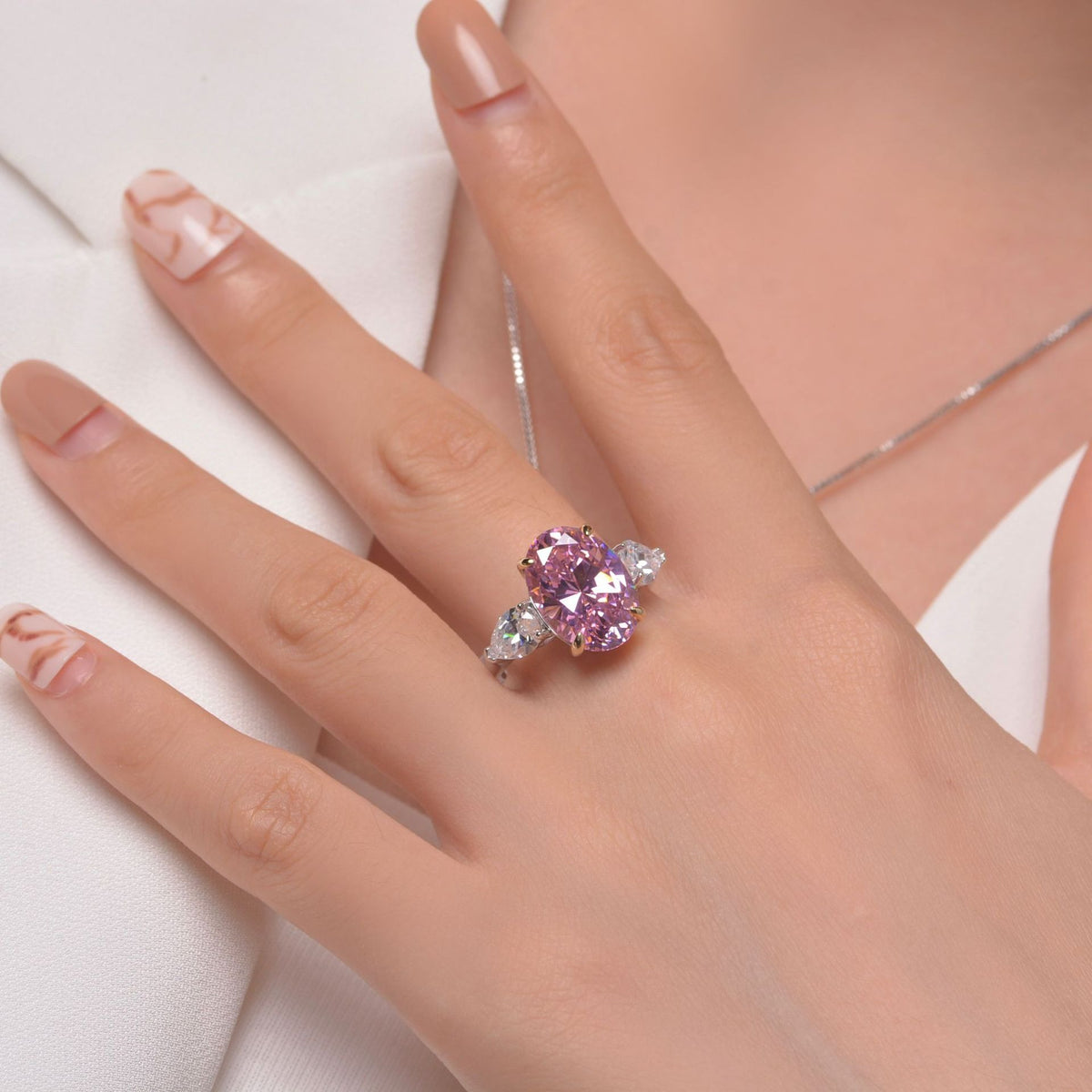 OliyaDesign Oval 10*14 High-Carbon Four-Prong 5-Carat Ring