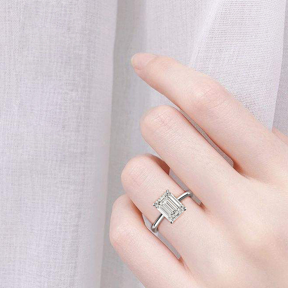 OliyaDesign 8*10 High-Carbon Diamond 4-Carat Ring With Chamfered And Flattened Edges