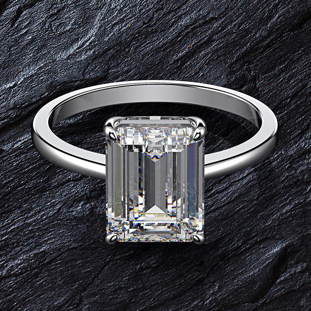 OliyaDesign 8*10 High-Carbon Diamond 4-Carat Ring With Chamfered And Flattened Edges
