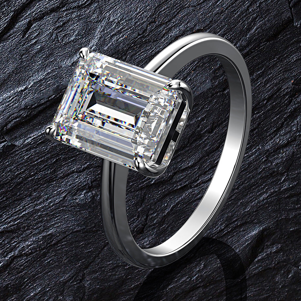 OliyaDesign 8*10 High-Carbon Diamond 4-Carat Ring With Chamfered And Flattened Edges