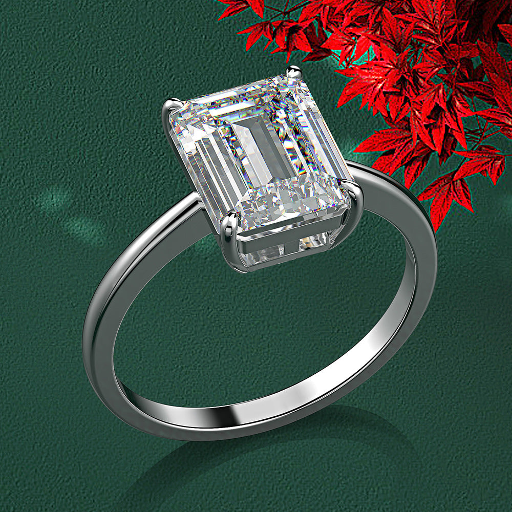 OliyaDesign 8*10 High-Carbon Diamond 4-Carat Ring With Chamfered And Flattened Edges