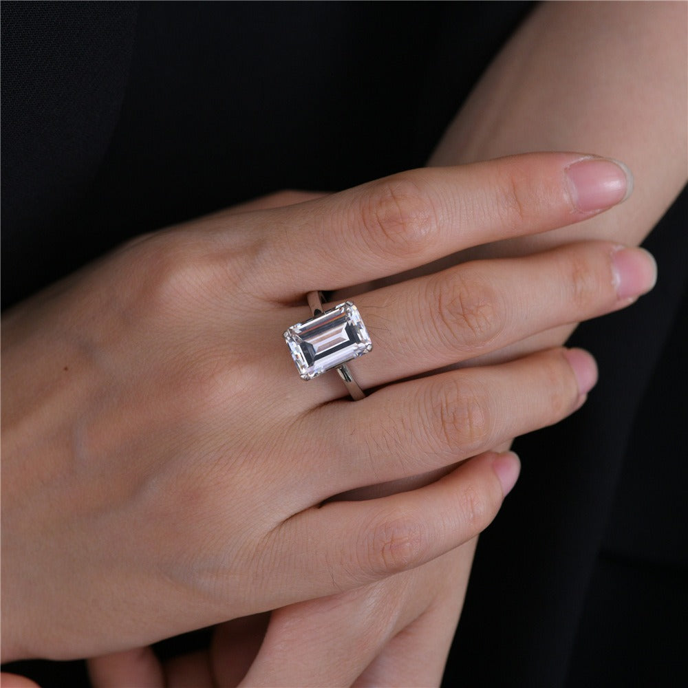 OliyaDesign Rectangular-Shaped Ring, 10*14mm, Luxurious High-Carbon 7-Carat Ring