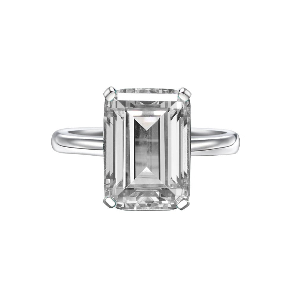 OliyaDesign Rectangular-Shaped Ring, 10*14mm, Luxurious High-Carbon 7-Carat Ring