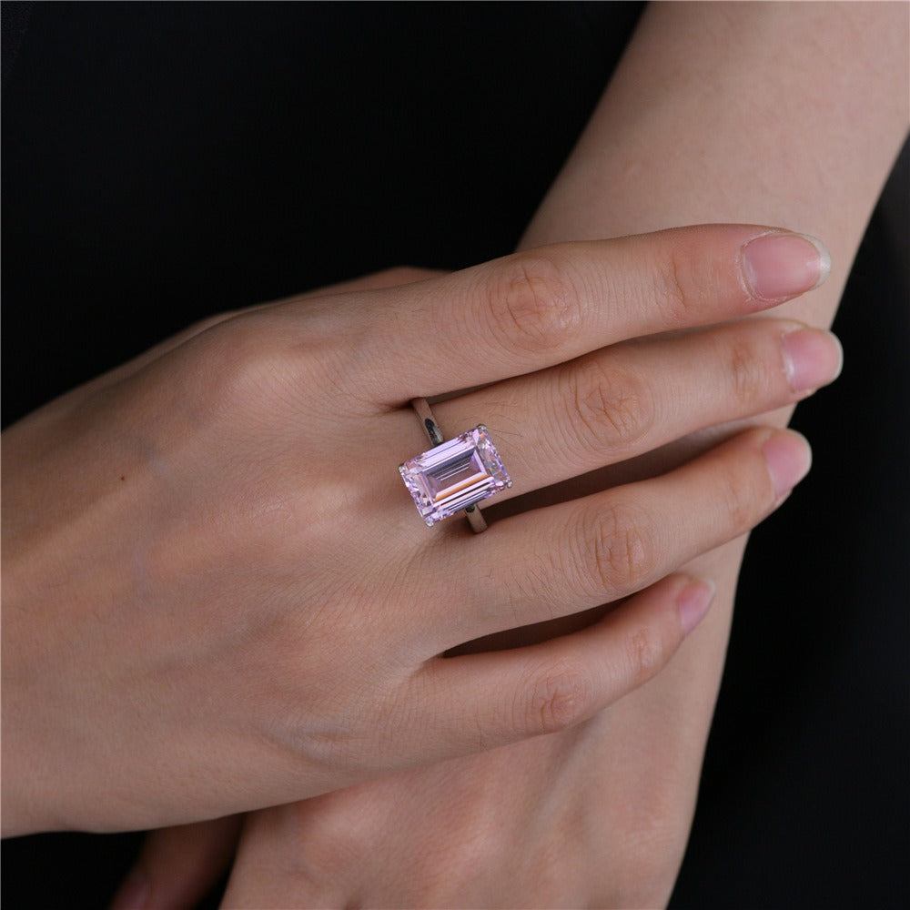OliyaDesign Rectangular-Shaped Ring, 10*14mm, Luxurious High-Carbon 7-Carat Ring