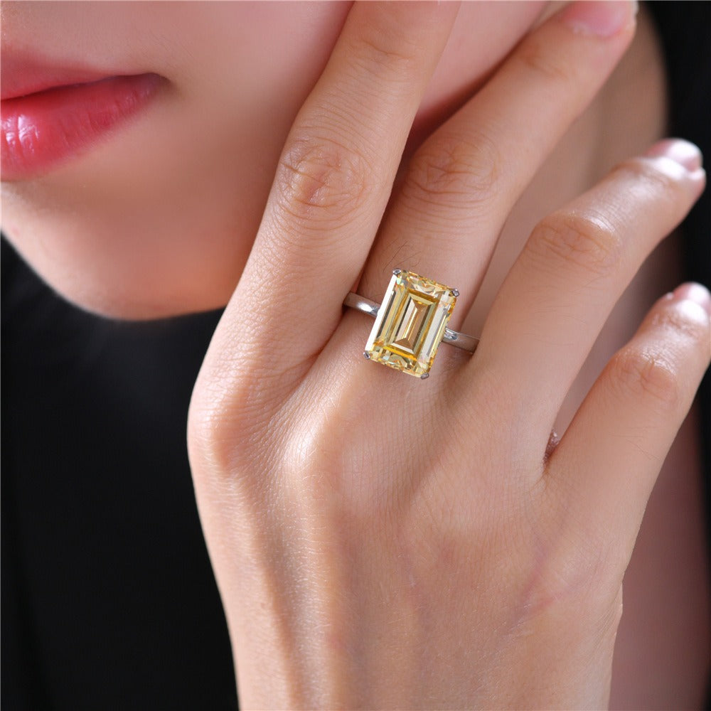 OliyaDesign Rectangular-Shaped Ring, 10*14mm, Luxurious High-Carbon 7-Carat Ring