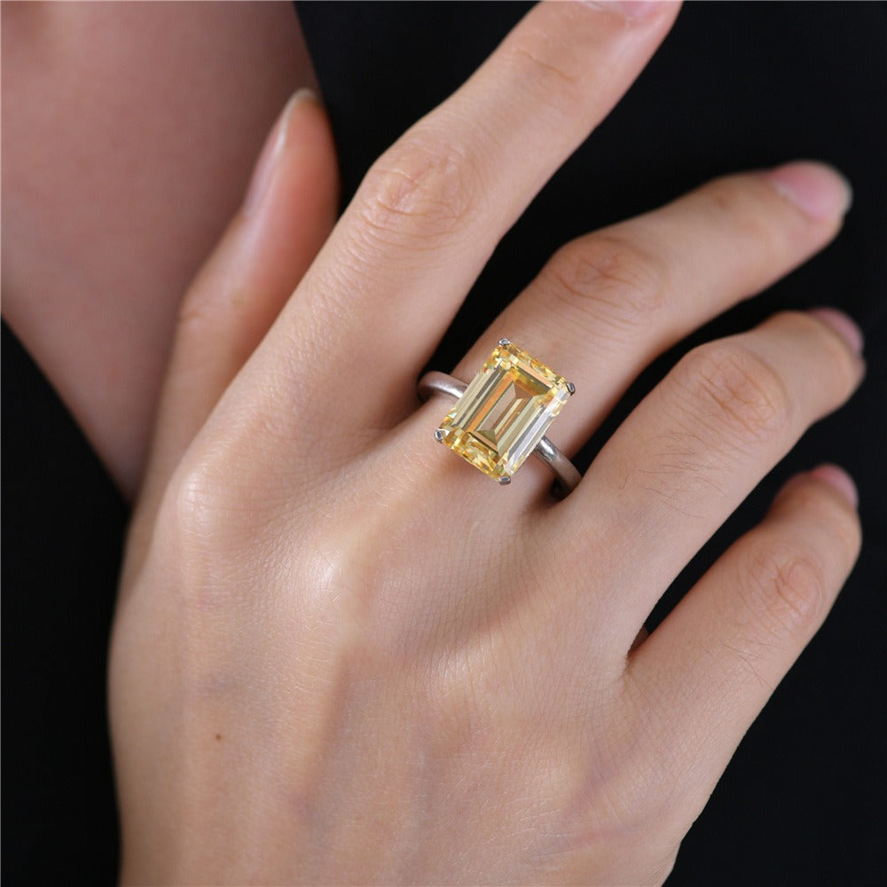 OliyaDesign Rectangular-Shaped Ring, 10*14mm, Luxurious High-Carbon 7-Carat Ring