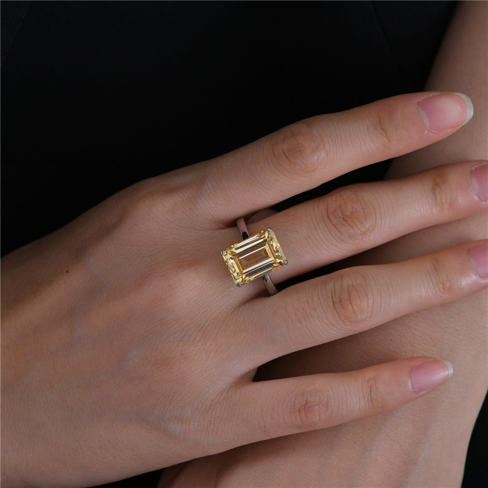 OliyaDesign Rectangular-Shaped Ring, 10*14mm, Luxurious High-Carbon 7-Carat Ring