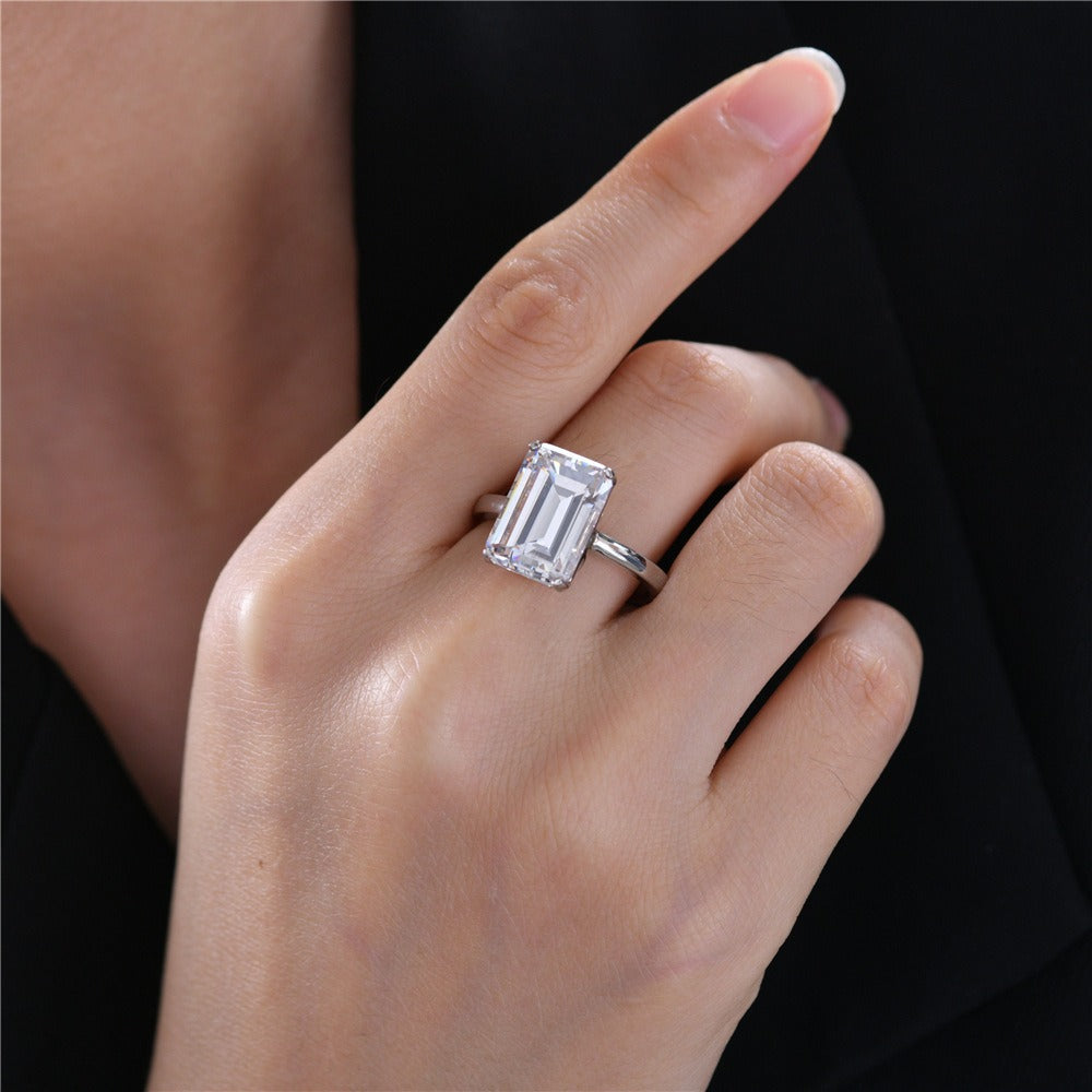 OliyaDesign Rectangular-Shaped Ring, 10*14mm, Luxurious High-Carbon 7-Carat Ring