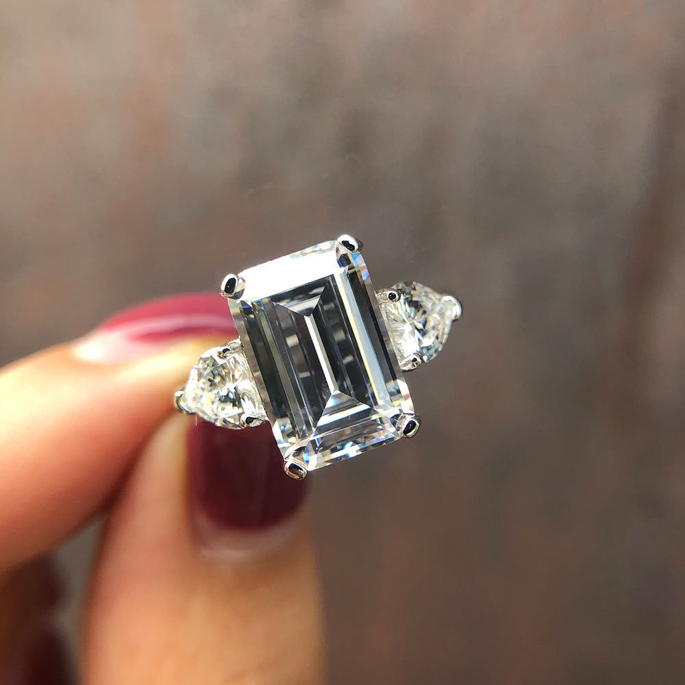 OliyaDesign Emerald-Cut 5-Carat 12*8 Niche Sugar Cube Diamond Ring