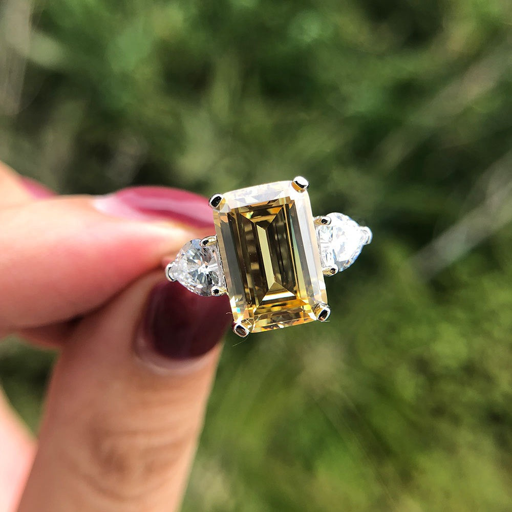 OliyaDesign Emerald-Cut 5-Carat 12*8 Niche Sugar Cube Diamond Ring