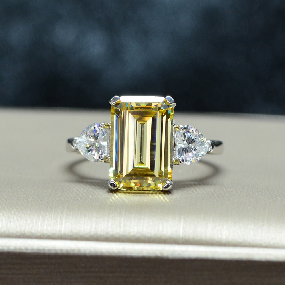 OliyaDesign Emerald-Cut 5-Carat 12*8 Niche Sugar Cube Diamond Ring