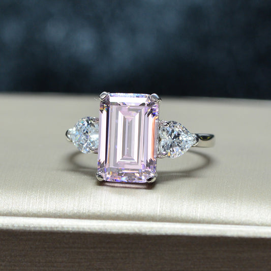 OliyaDesign Emerald-Cut 5-Carat 12*8 Niche Sugar Cube Diamond Ring