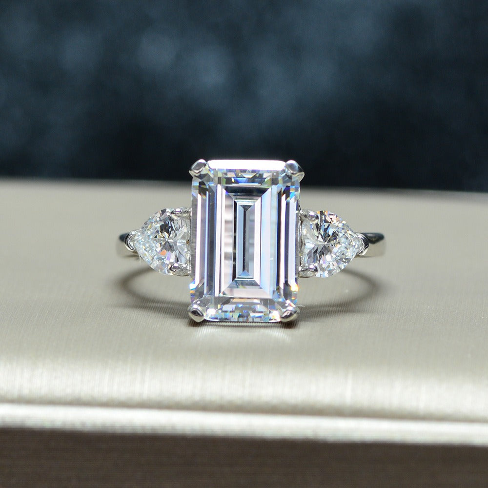 OliyaDesign Emerald-Cut 5-Carat 12*8 Niche Sugar Cube Diamond Ring