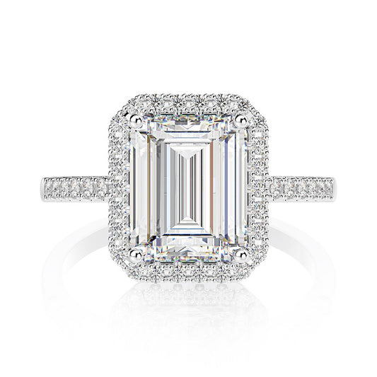 OliyaDesign Small Sugar Cube 8*10 High Carbon Diamond 4Ct 925 Sterling Silver Ring