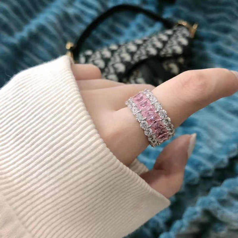 OliyaDesign High-End Rectangular 3*5 Exquisite S925 Silver High-Carbon Diamond Ring