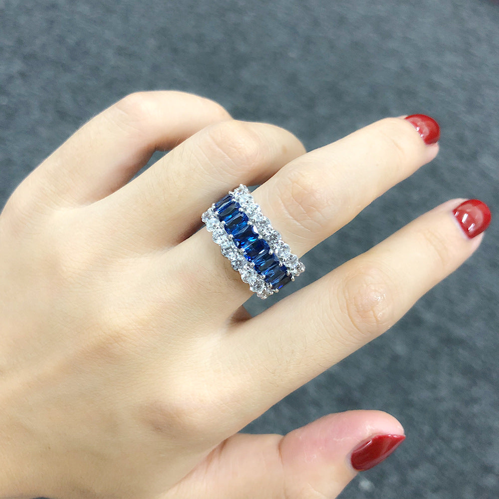 OliyaDesign High-End Rectangular 3*5 Exquisite S925 Silver High-Carbon Diamond Ring