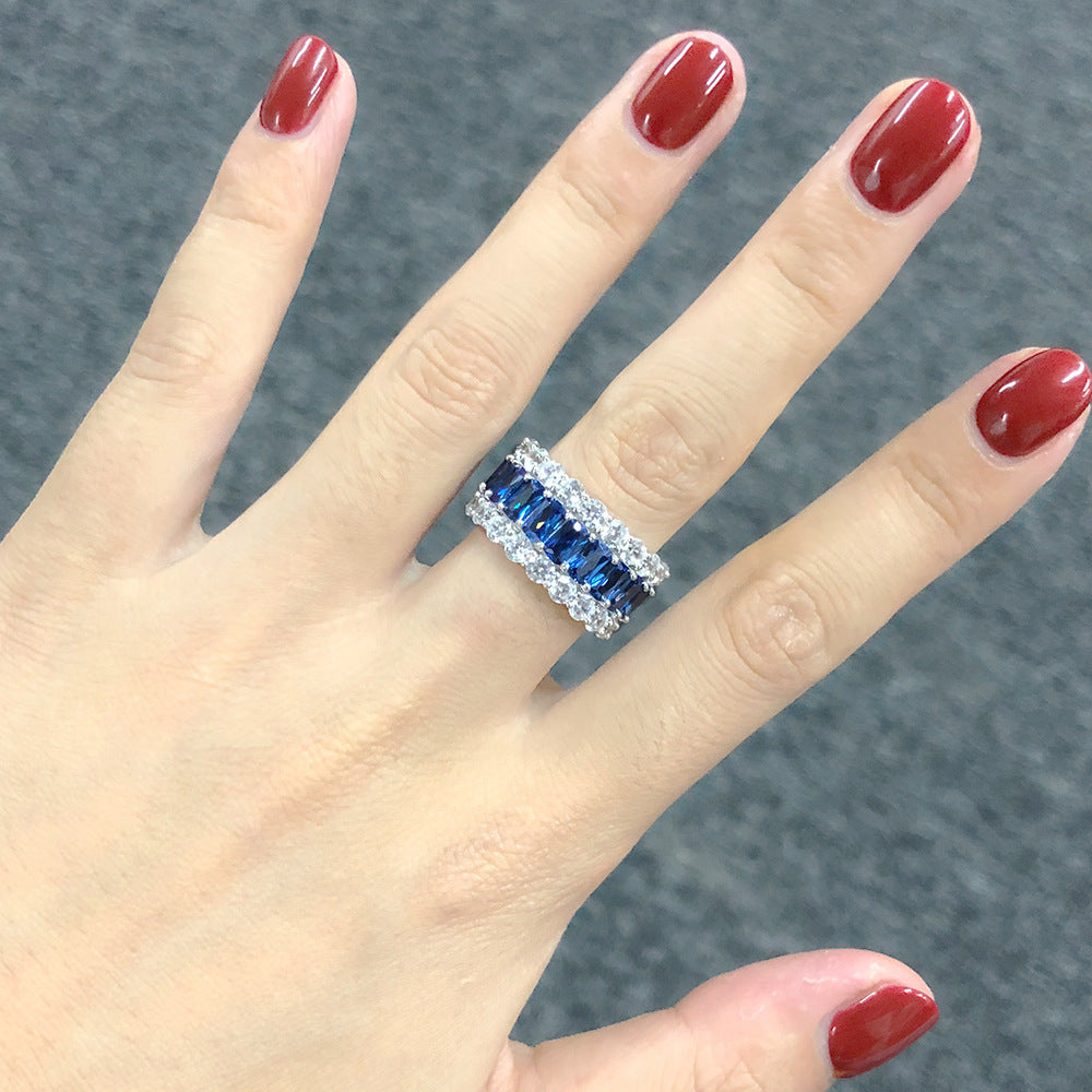 OliyaDesign High-End Rectangular 3*5 Exquisite S925 Silver High-Carbon Diamond Ring
