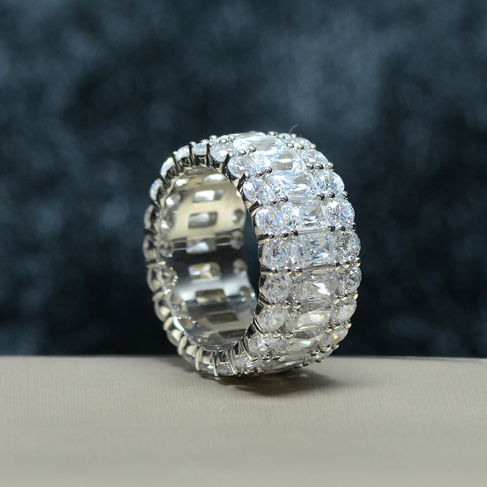 OliyaDesign High-End Rectangular 3*5 Exquisite S925 Silver High-Carbon Diamond Ring