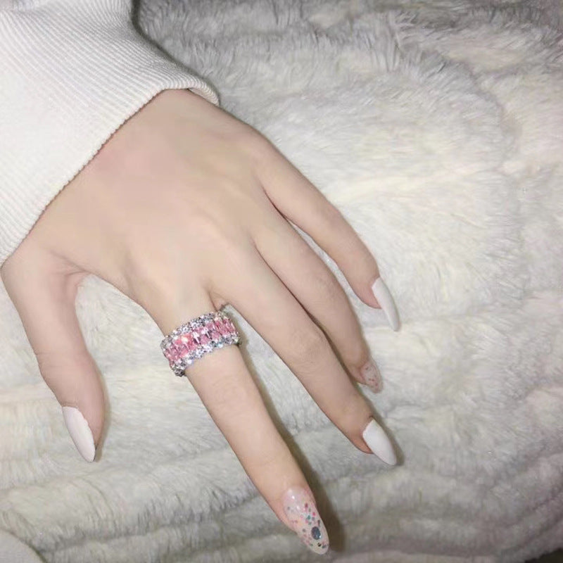 OliyaDesign High-End Rectangular 3*5 Exquisite S925 Silver High-Carbon Diamond Ring