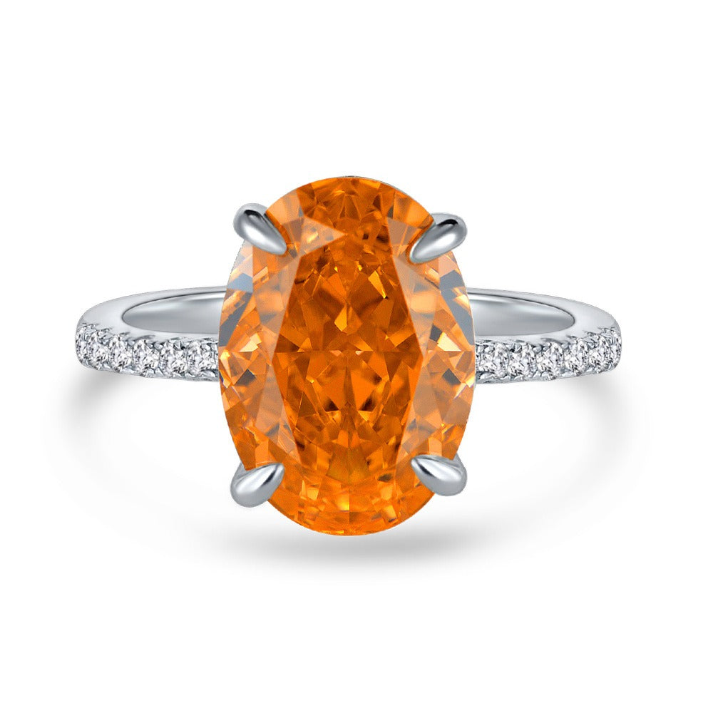 OliyaDesign Oval 9*13 Ice Flower Cut Diamond Base 4 Carat Ring