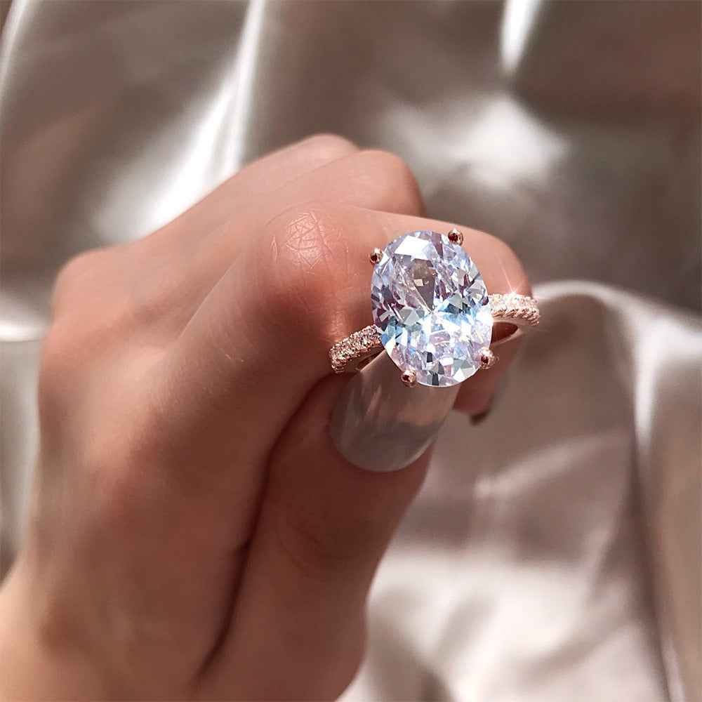 OliyaDesign Oval 9*13 Ice Flower Cut Diamond Base 4 Carat Ring