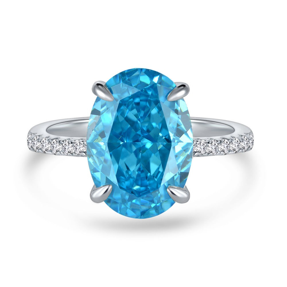 OliyaDesign Oval 9*13 Ice Flower Cut Diamond Base 4 Carat Ring