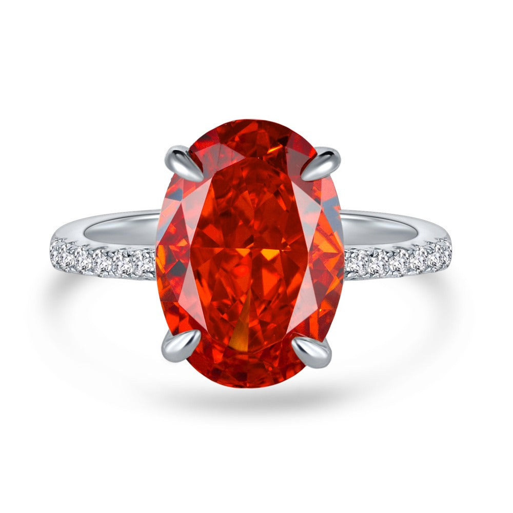 OliyaDesign Oval 9*13 Ice Flower Cut Diamond Base 4 Carat Ring