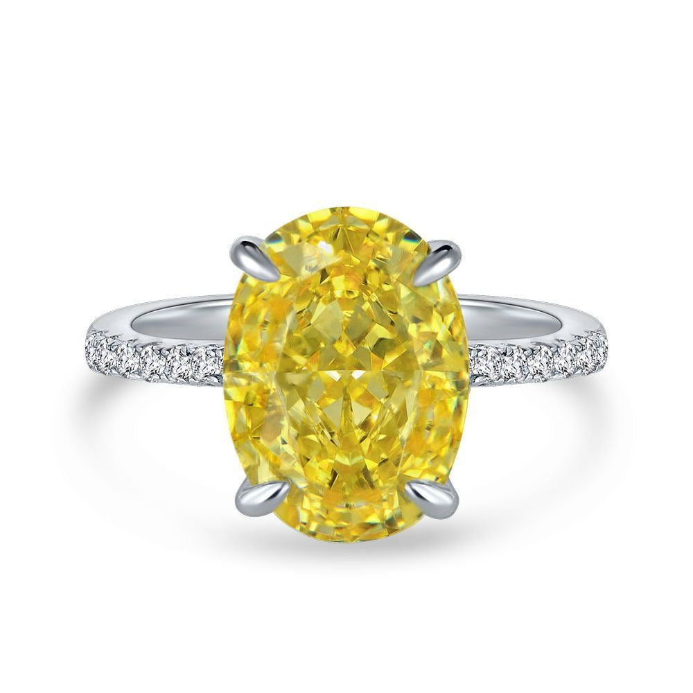 OliyaDesign Oval 9*13 Ice Flower Cut Diamond Base 4 Carat Ring