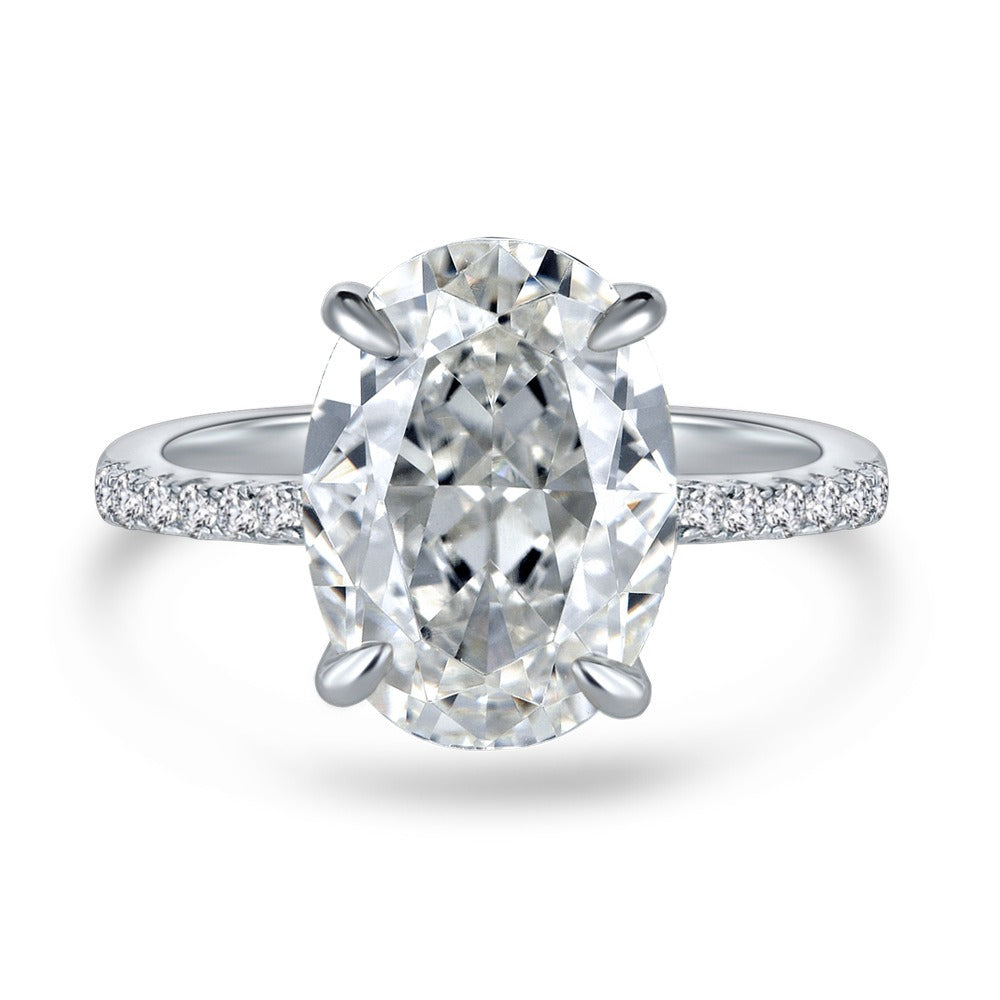 OliyaDesign Oval 9*13 Ice Flower Cut Diamond Base 4 Carat Ring