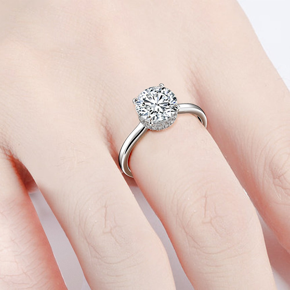OliyaDesign 8mm Zircon S925 Sterling Silver 2Ct Ring